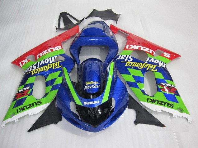 Carénage GSXR 600 K1 K2 K3 2001-2003 - Bleu Vert Rouge Telefumia Movistar