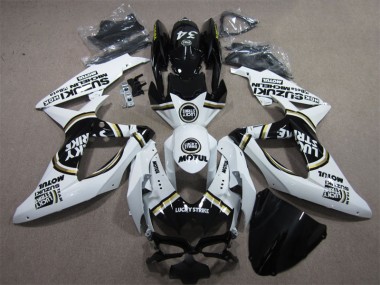 Carénage GSXR 600 K8 2008-2010 - Blanc Lucky Strike Noir Motul