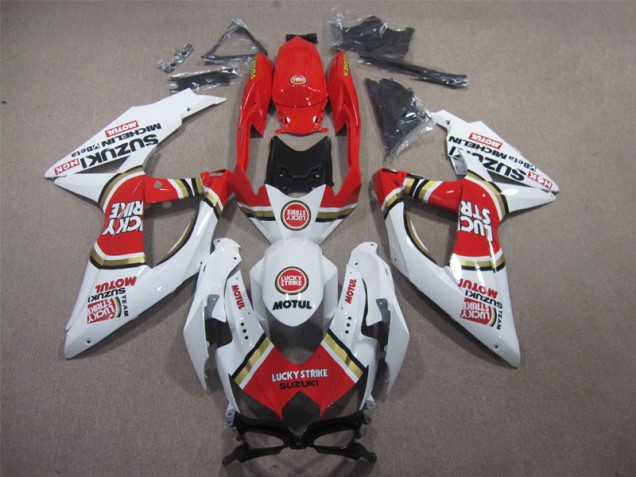 Carénage GSXR 600 K8 2008-2010 - Blanc Lucky Strike Rouge Motul