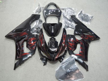 Carénage ZX6R 2005-2006 - Noir Rouge Flamme